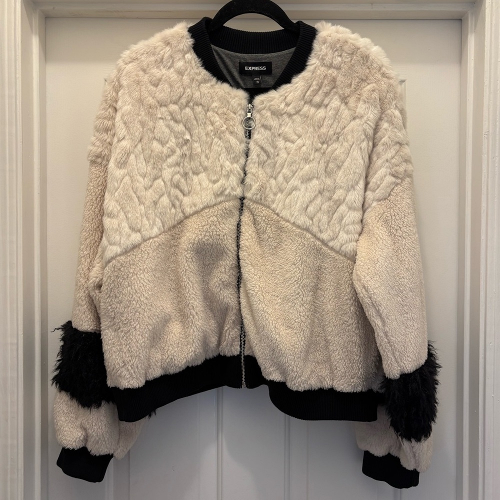 Express | Women's Cream and Black Jacket